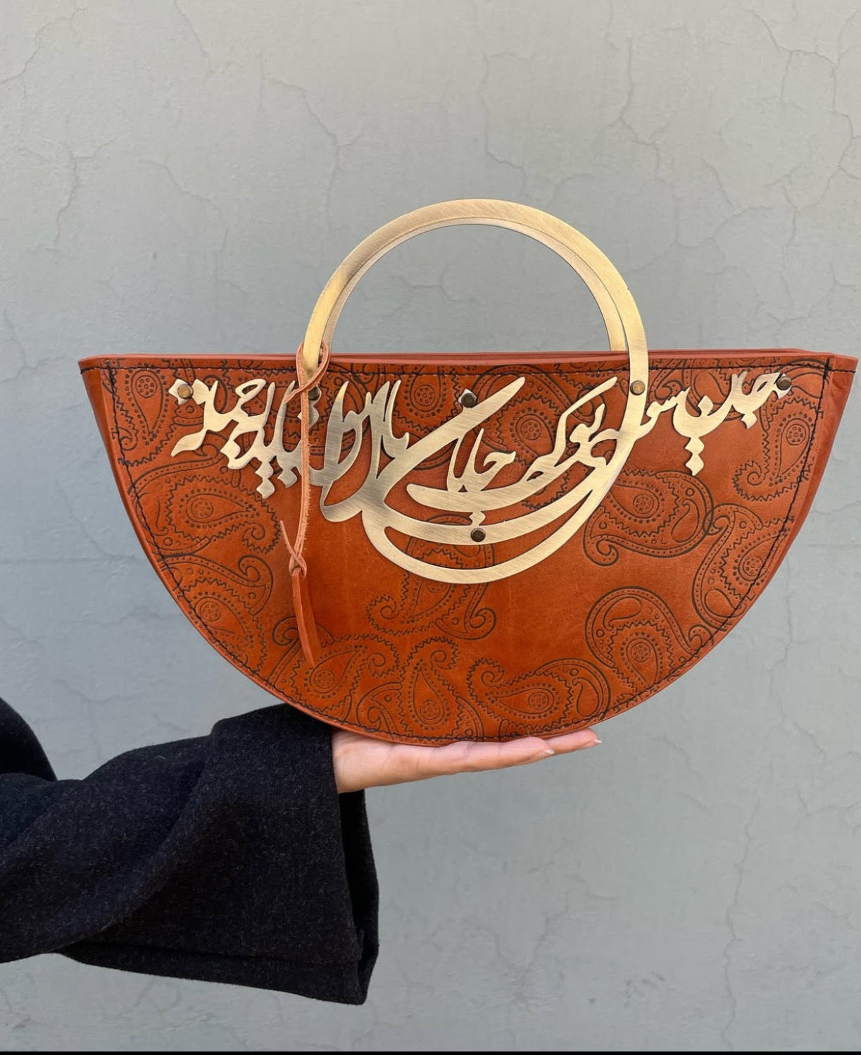 Persian Calligraphy Leather Tote Bag